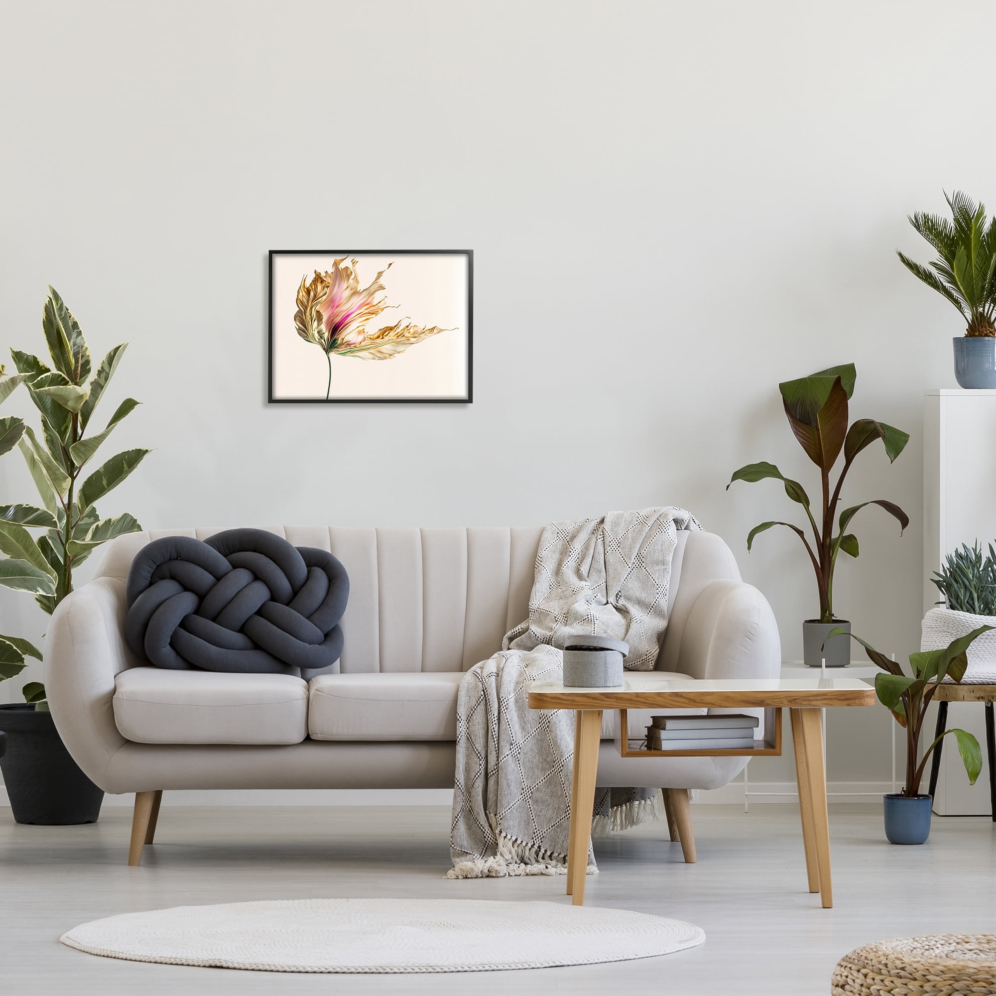 Stupell Industries Abstract Lily Petals Botanical & Floral Painting Black Framed Art Print Wall Art, 20 x 16
