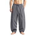 thumbnail image 6 of Zynoxe Mens Plus Size Baggy Pants Trendy Streetwear Loose Fit Elastic Waist Drawstring Casual Pants with Pockets Breathable Versatile Sweatpants Gray 3XL, 6 of 6