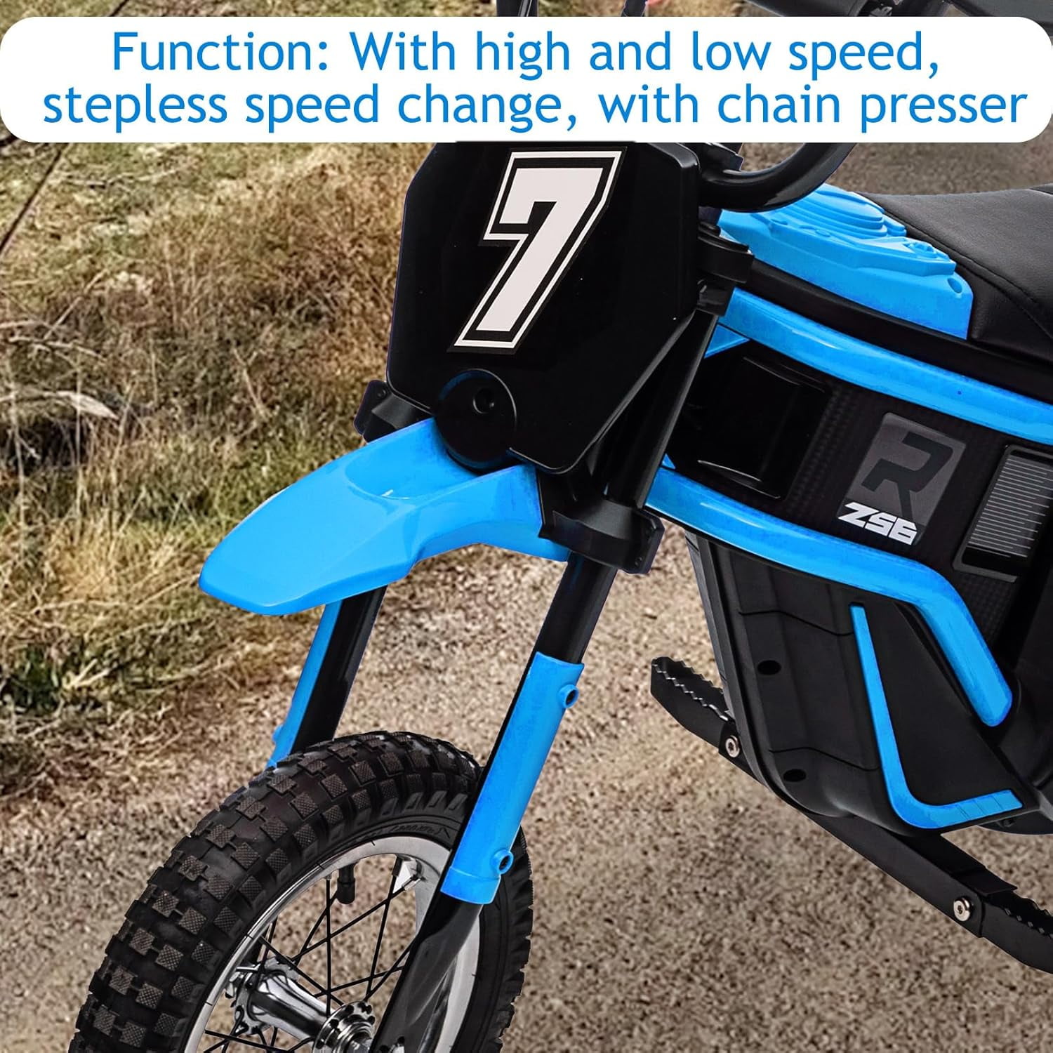 Acekid Ride Ons,Electric Motorcycle,Rear Suspension,Electric Dirt Bike for Ages 3-10,350W -Up to 14.29MPH,2-Speed Modes Motorcycle ,Max Weight 135 Lbs.Seat Height 18.3",Blue 7
