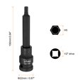 thumbnail image 2 of Uxcell 2pcs H5 Hex Bit Socket 100mm/3.94" Length 1/2" Square Drive Metric Extension Impact Bit Power Nut Driver Set S2 Steel Socket Ratchet Wrench Bits, Black, 2 of 7