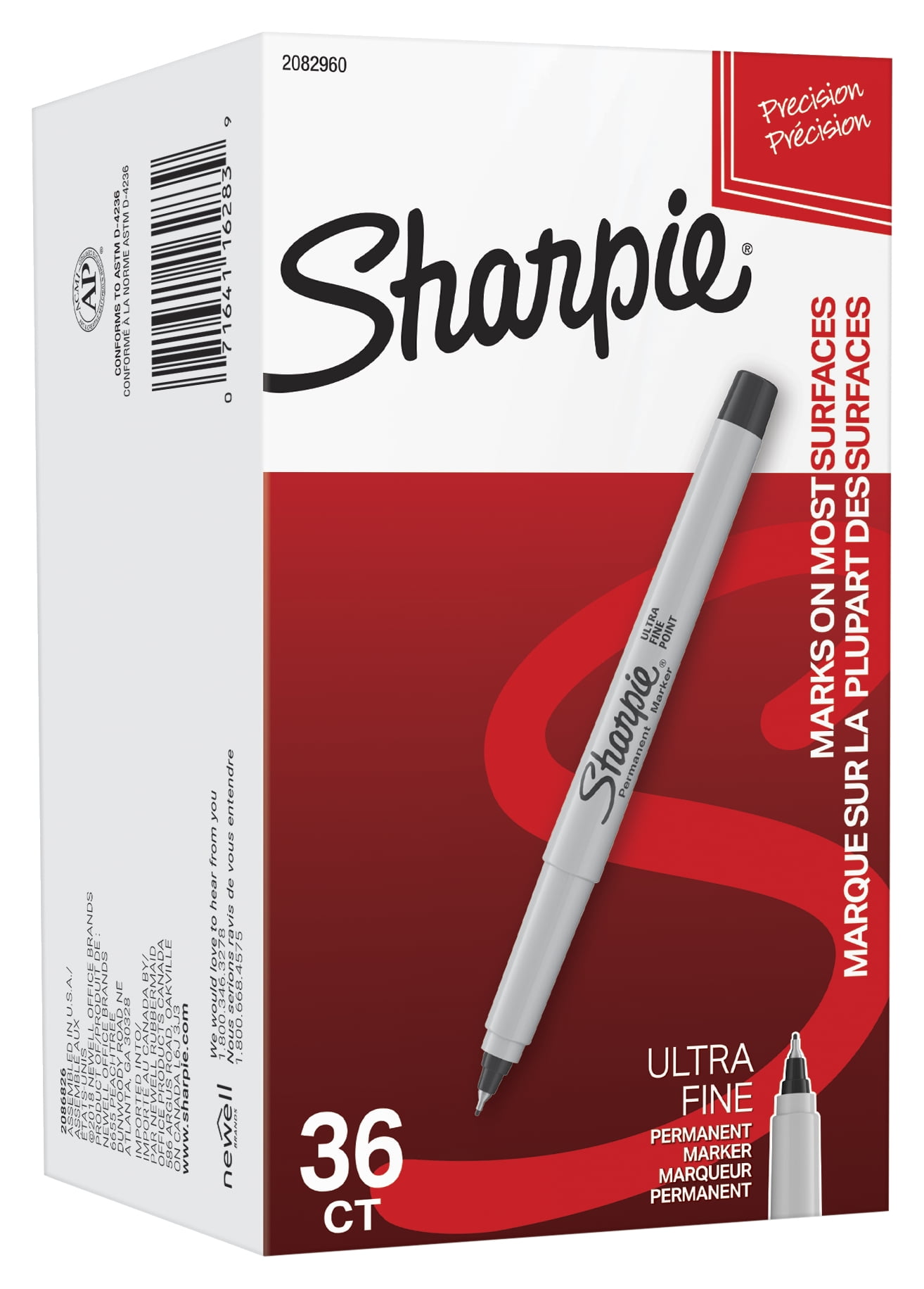 Sharpie Permanent Markers, Ultra Fine Point, Black, Pack of 36