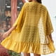 thumbnail image 5 of Jacquard Beach Cover Up Sheer Ruffle Hem Color puro Mangas 3/4 Cover Up para mujer Verano, 5 of 5