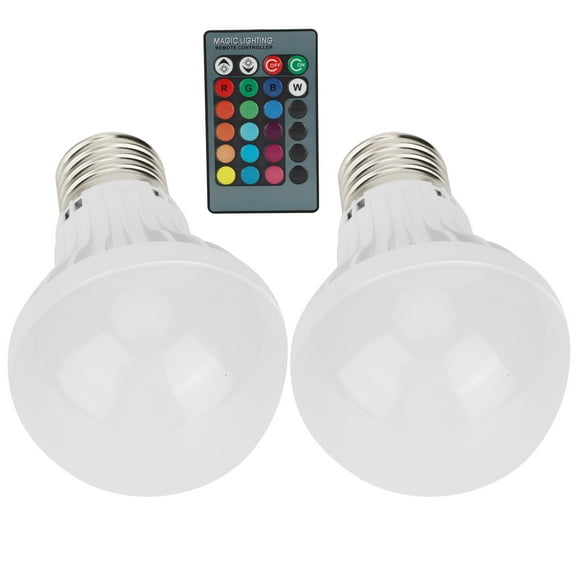 E27 LED Light Bulbs 3W LED RGB Color Changing Bulbs With Remote Control For Home Bedroom Decor 85V-265V Flood Light Bulb - 16 Color Choices 2 Pack
