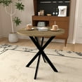 thumbnail image 2 of PAPROOS 31" Round Dining Table for 4, Kitchen Table, Dining Room Table with Thickened Wooden Tabletop and Metal Legs, Small Dining Table for kitchen, Breakfast Nook, Brown (only table), 2 of 8