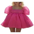 thumbnail image 3 of Women Puff Sleeve Tulle Dress Off Shoulder Fairy Dress Ruffle Tutu Tulle Mini Princess Dresses for Wedding Party, 3 of 8