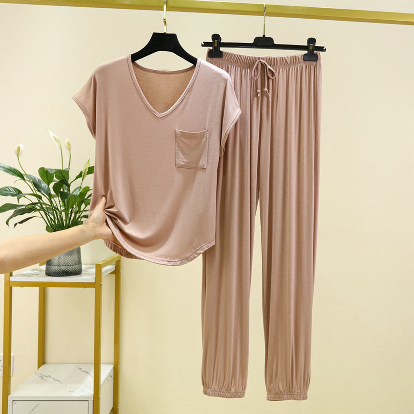 Pyjama Femme 2 Pièces - Manches Longues - Coton Modal Doux - Confort Maison Et Sortie Décontractée - 13