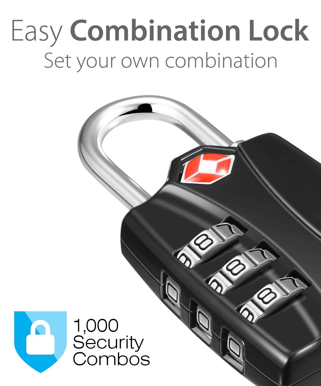 Fosmon TSA Accepted Luggage Locks, (3 Pack) Open Alert Indicator 3 Digit Combination Padlock Codes with Alloy Body for Travel Bag, Suit Case, Lockers, Gym, Bike Locks or Other - image 4 of 8