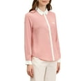 thumbnail image 5 of INSPIRE CHIC Women's Color Block Button Down Long Sleeve Work Shirt XS Pink, 5 of 7