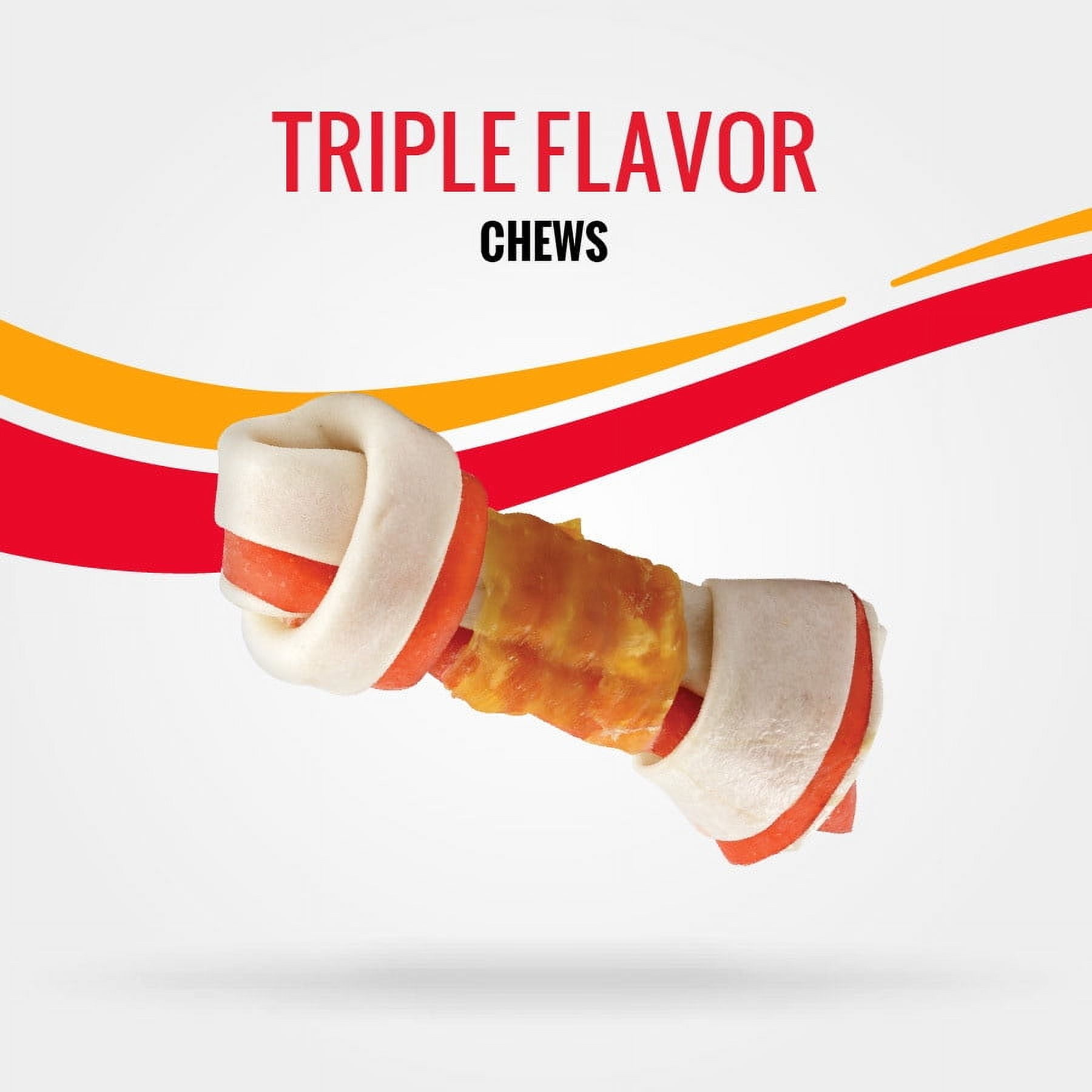 Good ’n’ Fun Triple Flavor Chew, 8 Inch Bone, Rawhide for All Dogs, 1 Count