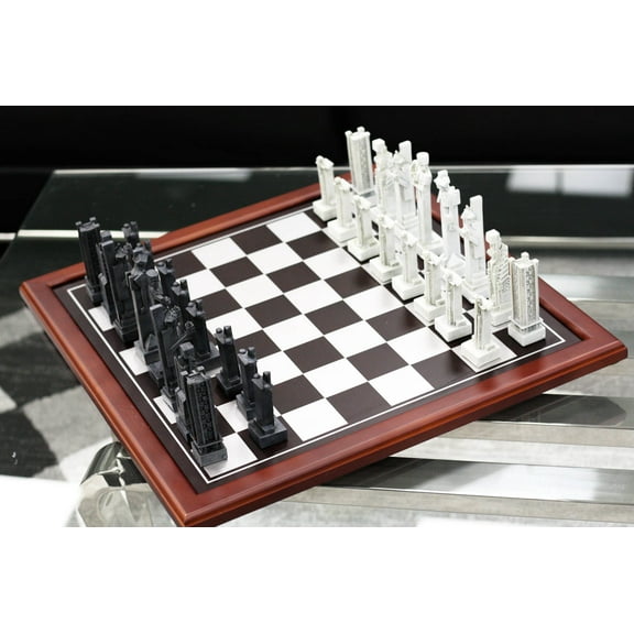 Frank Lloyd Wright Midway Gardens Sprites Resin Chess Pieces & Wooden Board Set