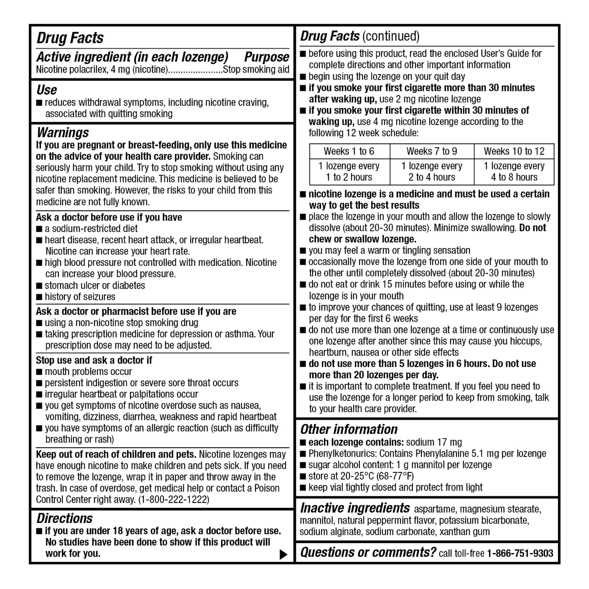 (3 pack) Equate Nicotine Polacrilex Lozenge 4 mg, Mint Flavor, Stop Smoking Aid, 108 Count, Compare to Nicorette® Lozenge Active Ingredient