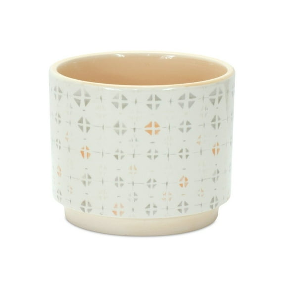 HomeRoots White Set Of Three Dolomite 2.77056 Ounce Round Pot Planter