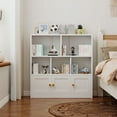 thumbnail image 5 of Metal Kids Bookcase Shelf Storage Cabinet with 3 Doors and 5 Open Cubbies Black White, 5 of 5