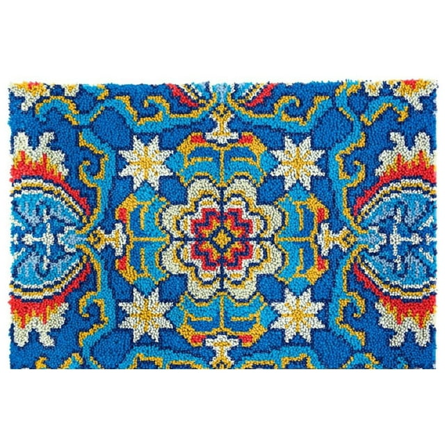 Kit de Crochet de Loquet de Fabrication de Tapis Mandala Type H (81x61 Toile Vierge)