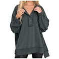 thumbnail image 1 of WEAIXIMIUNG Sweatshirts à Col Rond Graphiques Amusants pour Femmes Couleur Unie Col Rond Boutonné Sweat-Shirt Ample Pull Décontracté Automne/hiver, 1 of 5