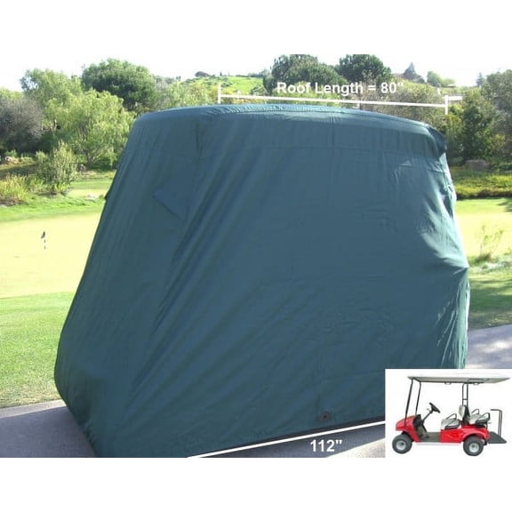 Covered Living Deluxe 4 Passenger Golf Cart Cover roof 80"L Green, fits E Z GO, Club Car and Yamaha G model