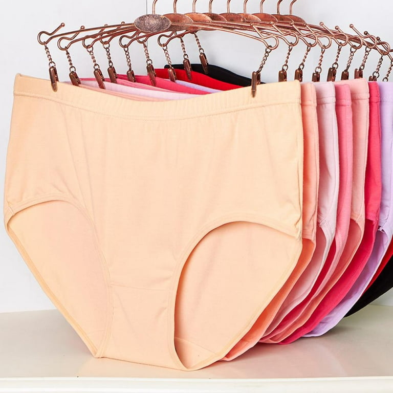 2-Pack Women Cotton Middle Waist Soft Briefs Full Coverage Plus Size  Panties Underpants Stretch Briefs 