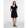 thumbnail image 2 of Time and Tru Women's Peasant Mini Dress with Puff Sleeves, Sizes XS-XXXL, 2 of 5