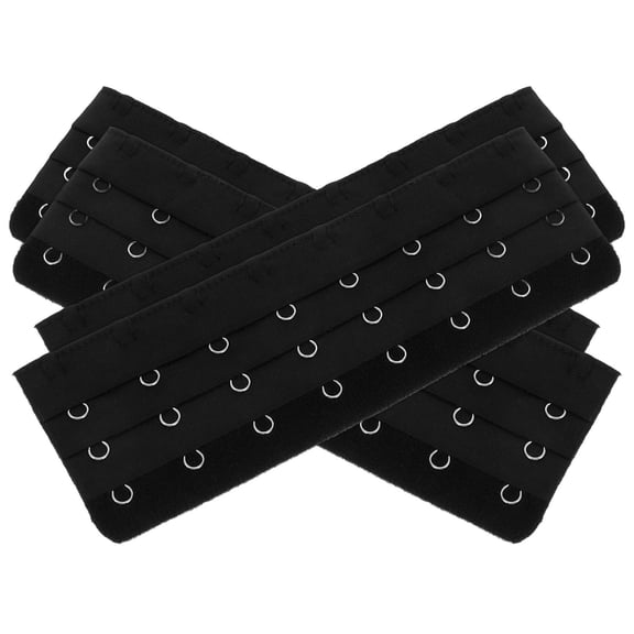 Luxshiny 4Pcs Bra Extenders Black Fabric Back Extender Compatible with Multiple Bra Styles for Comfort
