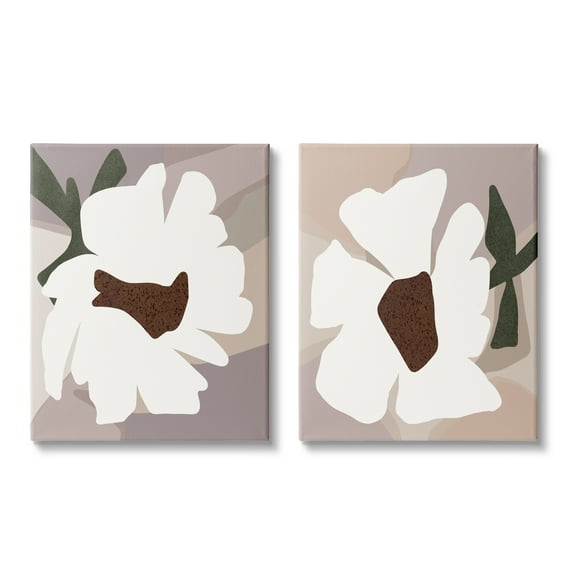 Stupell Industries Abstract White Daisies Botanical & Floral Painting Gallery Wrapped Canvas Art Print Wall Art, 16 x 20, Set of 2