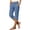 Blue A, variant on Womens Capri Pants Stretch High Waist Button Work Casual Pants for Summer with Pockets
