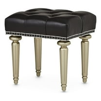 Hollywood Swank Tufted Leather Vanity Bench - Black