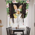thumbnail image 3 of Easter Bunny Tie Up Curtains 45 Inches Long, Kitchen Window Curtains Over Sink, Spring Daisy Botanical Leaves Brown Wood Small Window Curtains Shade Balloon Curtains Valances for Bedroom/Cafe 34"x45", 3 of 8
