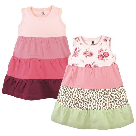 Hudson Baby Baby Girls Cotton Dresses, Blush Rose Leopard, 0-3 Months