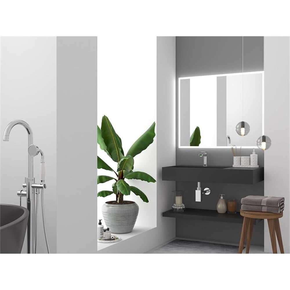 Pemberly Row 36" Solid Surface Left Basin Bathroom Sink in Black