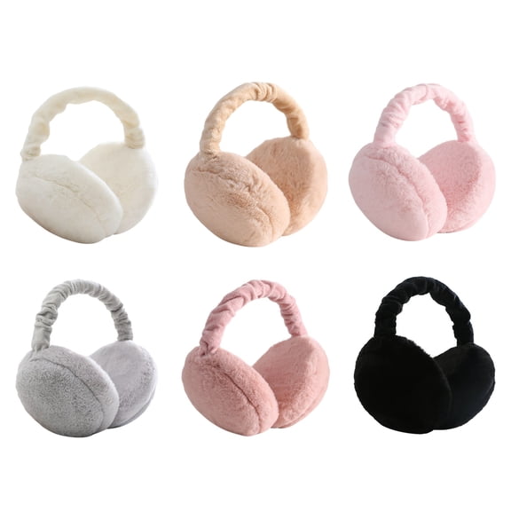 Lispipm Foldable Earmuffs for Women Men Winter Students Warmth Soft Fleece Ear Covers for Cold Weather Accessories White