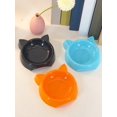 thumbnail image 3 of 1pc Plastic Pet Bowl, Cartoon Cat Face Design, Easy To Clean, Anti-Tipping, For Cats And Dogs, Orange, 3 of 4