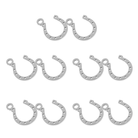 HEMOTON 10 Pcs Horseshoe Shoes Charms Pendant Horseshoes Ornament Silver