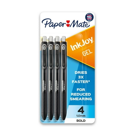 Paper Mate InkJoy Gel Pens, Medium Point, Black, 4 Pack