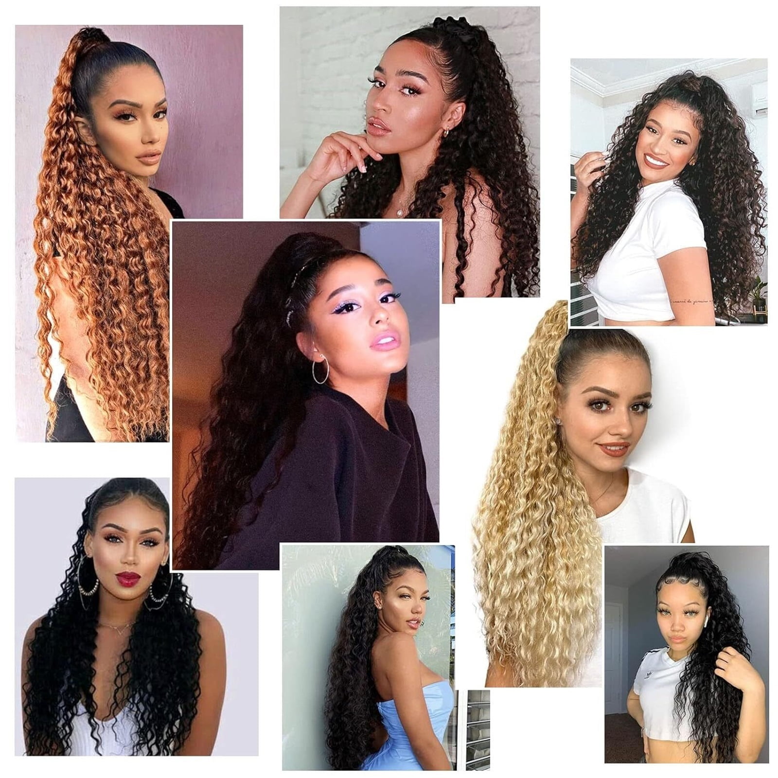 Deep Wave Drawstring Ponytail Brazilian Human Hair Curly Ponytail Hairpiece Clip In Hair Extensions Tail