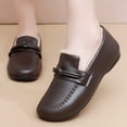thumbnail image 2 of Women's Faux Furry Lined Loafers Winter Warm Non Slip Soft Leather Dress Shoes Fashion Versatile Slip On Short Boots Brown Size 6.5, 2 of 7