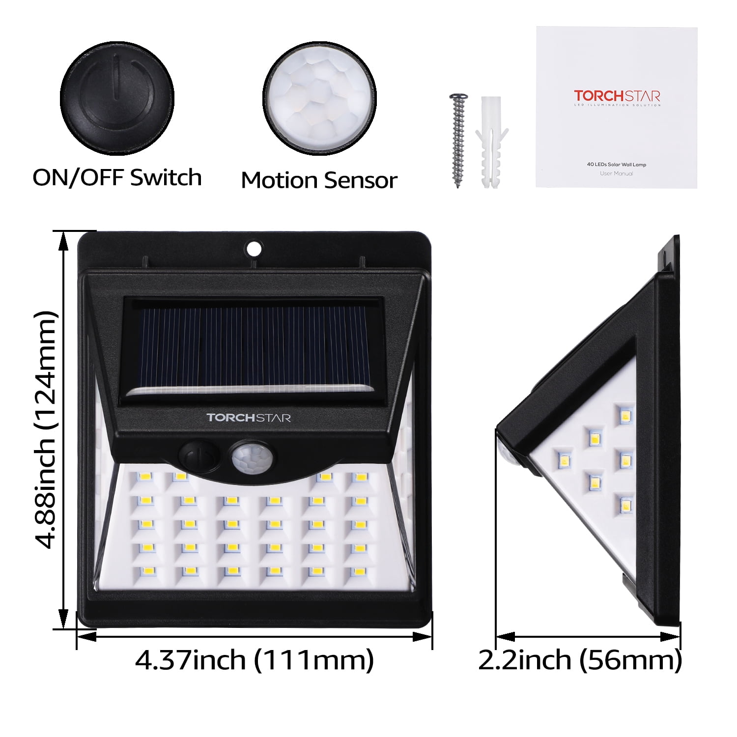24 Pack 40 LEDs Motion Sensor Outdoor Lights Security Flood Light Wall Lamp for Outside Garage Yard