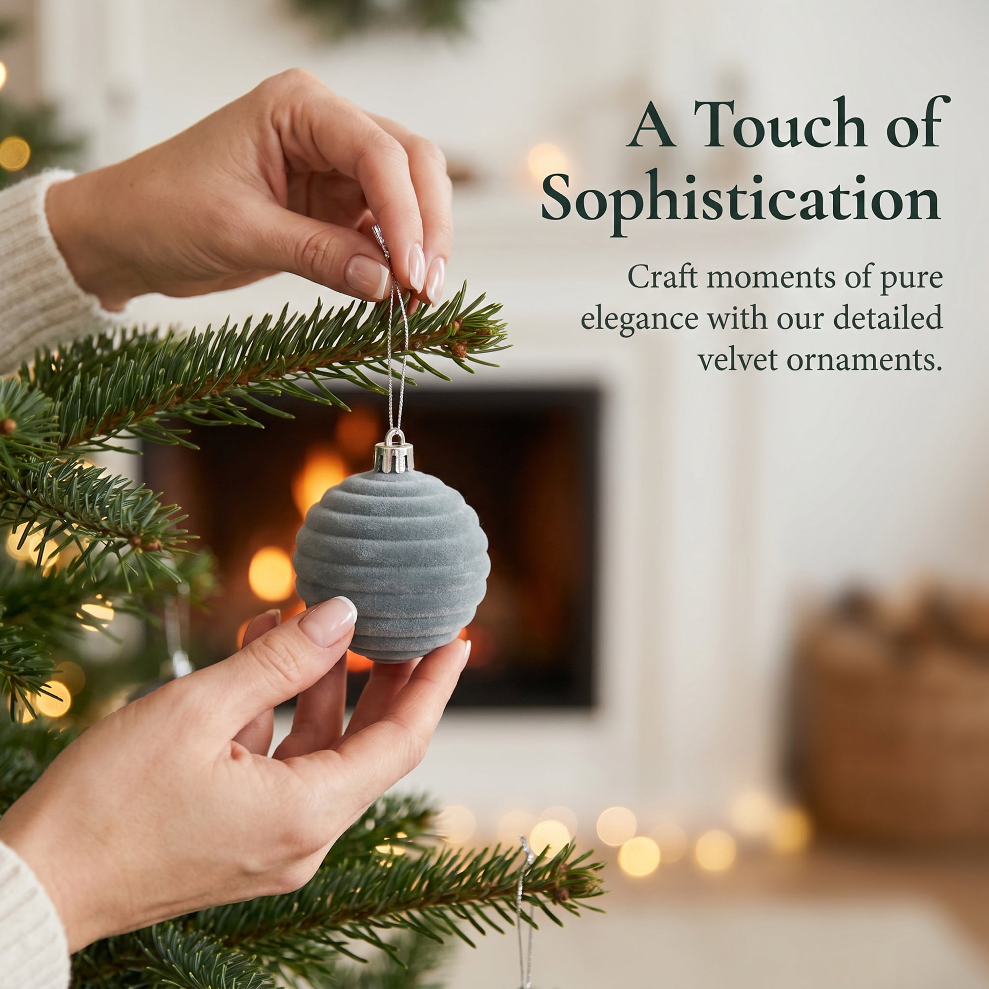 Unique Bargains Velvet Christmas 12 Pack Flocked Sphere Orbs Luxury Ornaments Grey 2.4"