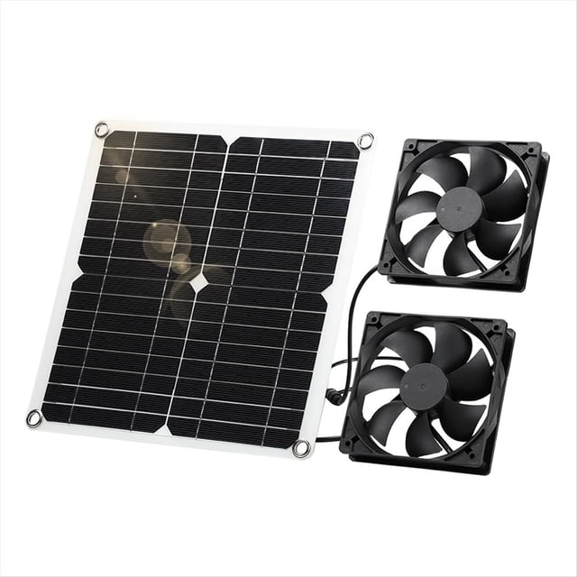 Ventilador Solar, Ventilador de Panel Solar de 12 W, Resistente A la Intemperie, con Ventilador Doble de CC para Gallineros Pequeños, Invernaderos, Escape de Ventana