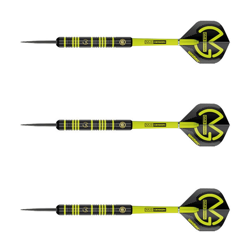 22 Gram Winmau Michael Van Gerwen Ambition Coated Brass Steel Tip Darts - MvG