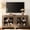 Brown, variant on WAMPAT Modern Farmhouse TV Stand up to 100"TV, Entertainment Center with Tempered Glass Doors & Adjustable Shelves, Brown