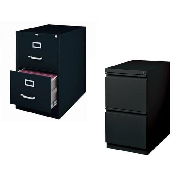 Value Pack (Set of 2) Mobile File Cabinet and File Cabinet in Black
