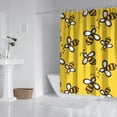 thumbnail image 3 of Bee Shower Curtain Honeycomb Print Waterproof Bathroom Curtain with Hooks - Cute Bumble Bee Cartoon Design Fade-Resistant 72x84 inches, 3 of 5