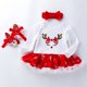 thumbnail image 3 of Odeerbi 0-2 Años Niñas Navidad Conjunto Canastilla Vestido Tul Tutú Algodón Vestido Manga Larga Con Calcetines Largos Zapatos Cinta Tres Piezas, 3 of 3
