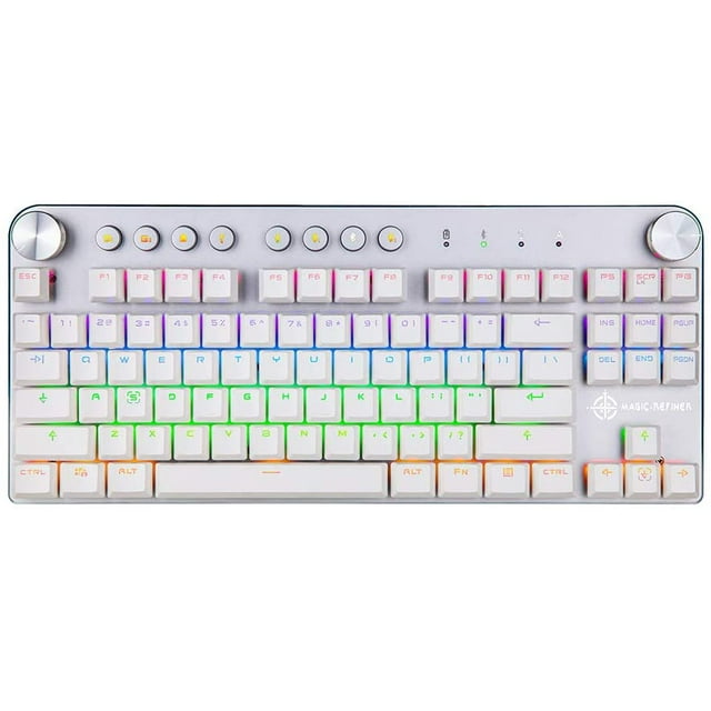 Clavier de Jeu Mécanique Filaire MK11, Magic-Finer USB et Sans Fil BT 3.0 Rétroéclairage RGB Commutable 87 Touches Clavier de Jeu