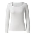 thumbnail image 6 of gakvbuo Summer Square Neck Tops for Women Long Sleeve Shirts Tops Dressy Casual T Shirts Blouse Basic Tops Tees Going Out Tops for Women, 6 of 9