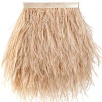 MODANU Champagne Feathers Fringe Trim - 2Yards 3-4inch Ostrich Feathers for DIY Sewing Clothing, Jewelry, Latin Dress, Wedding and Home Party