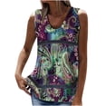 thumbnail image 2 of EQWLJWE Débardeurs Sans Manches pour Femmes, Mode Été, Col en V, Imprimé, Blouse Décontractée, 2 of 5