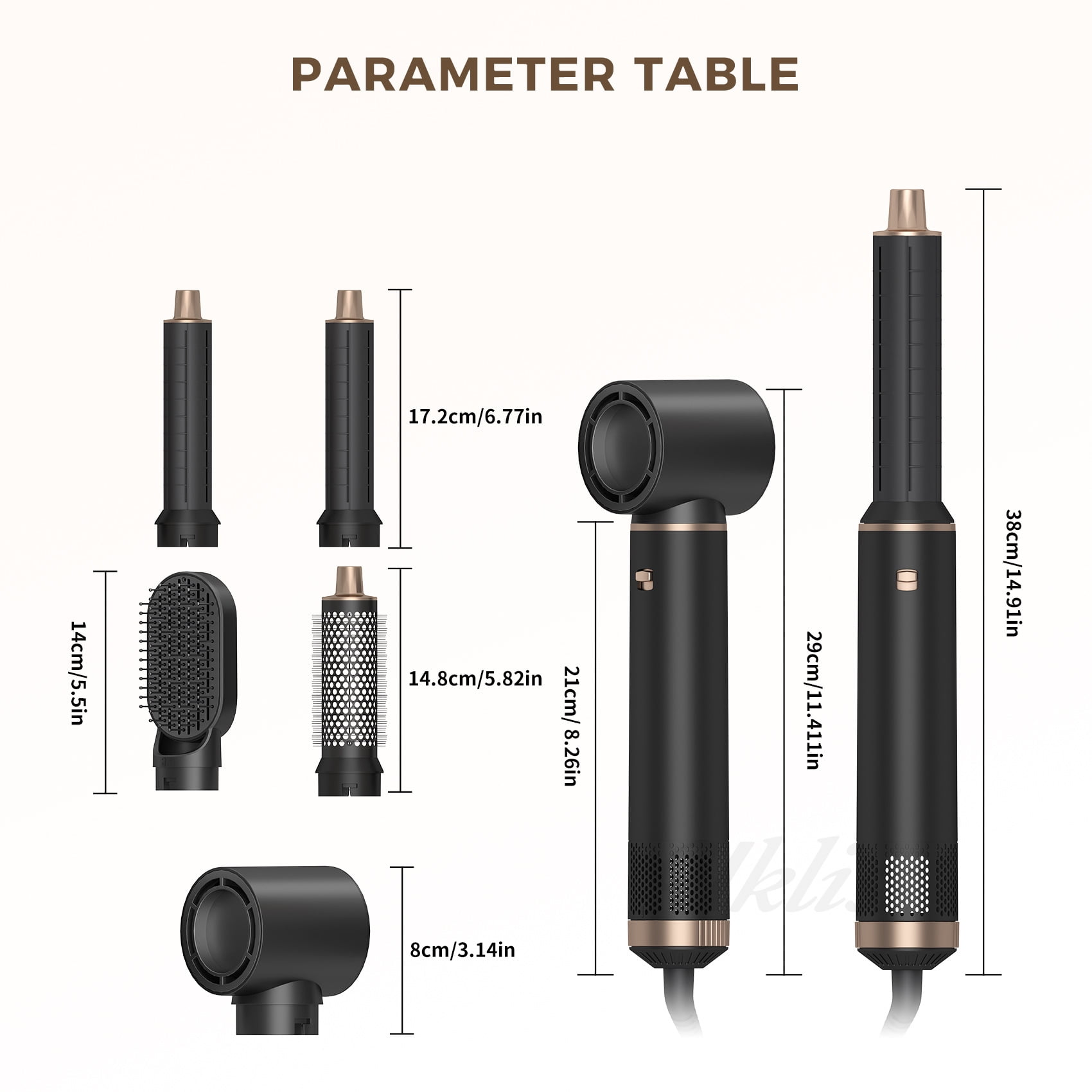 5-in-1 Air Styler for Long Hair, Blow Dryer Brush + Auto Curling Wands, Ionic Hair Straightener & Curler with 3 Heat Settings, 200M Negative Ions, Women’s Gift
