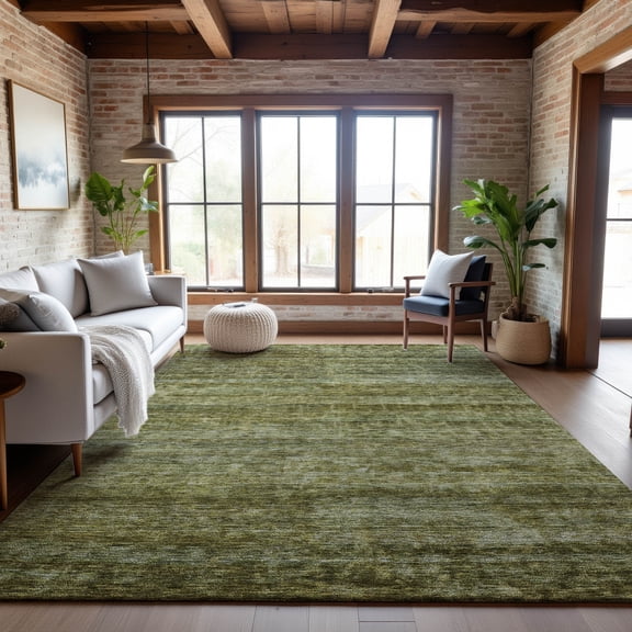 Addison Rugs Mayfield Premium Machine Washable Transitional Stripes Olive Rectangle Rug, 5' x 7'6"