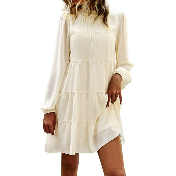 Sngxgn Women's Deep V Neck Short Sleeve Long Dresses Pleated High Waist Slit Maxi Dress(Beige,L)